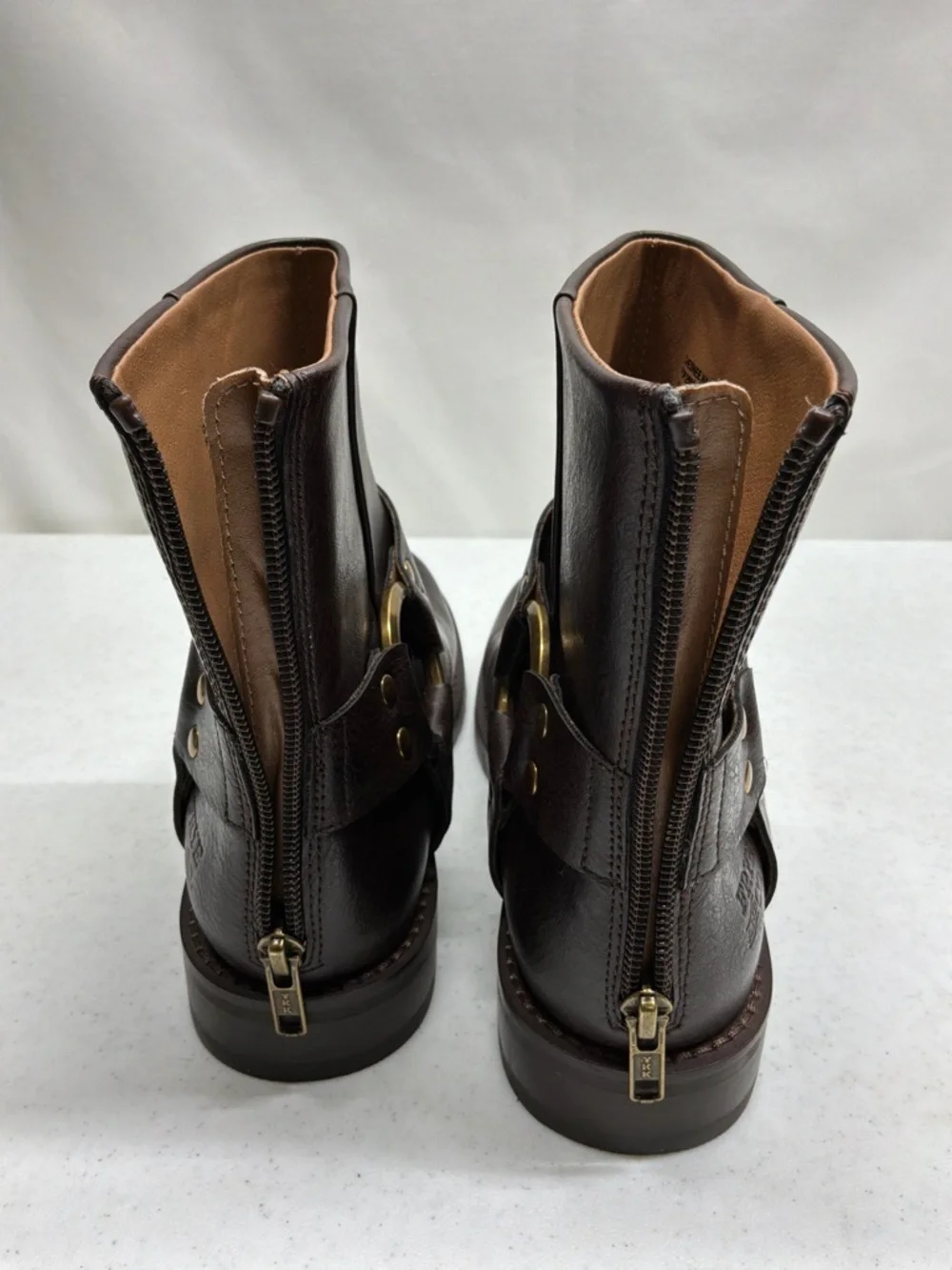 Frye And Co. Chesnee Harness Short Dark Brown Moto Women's Size 6M